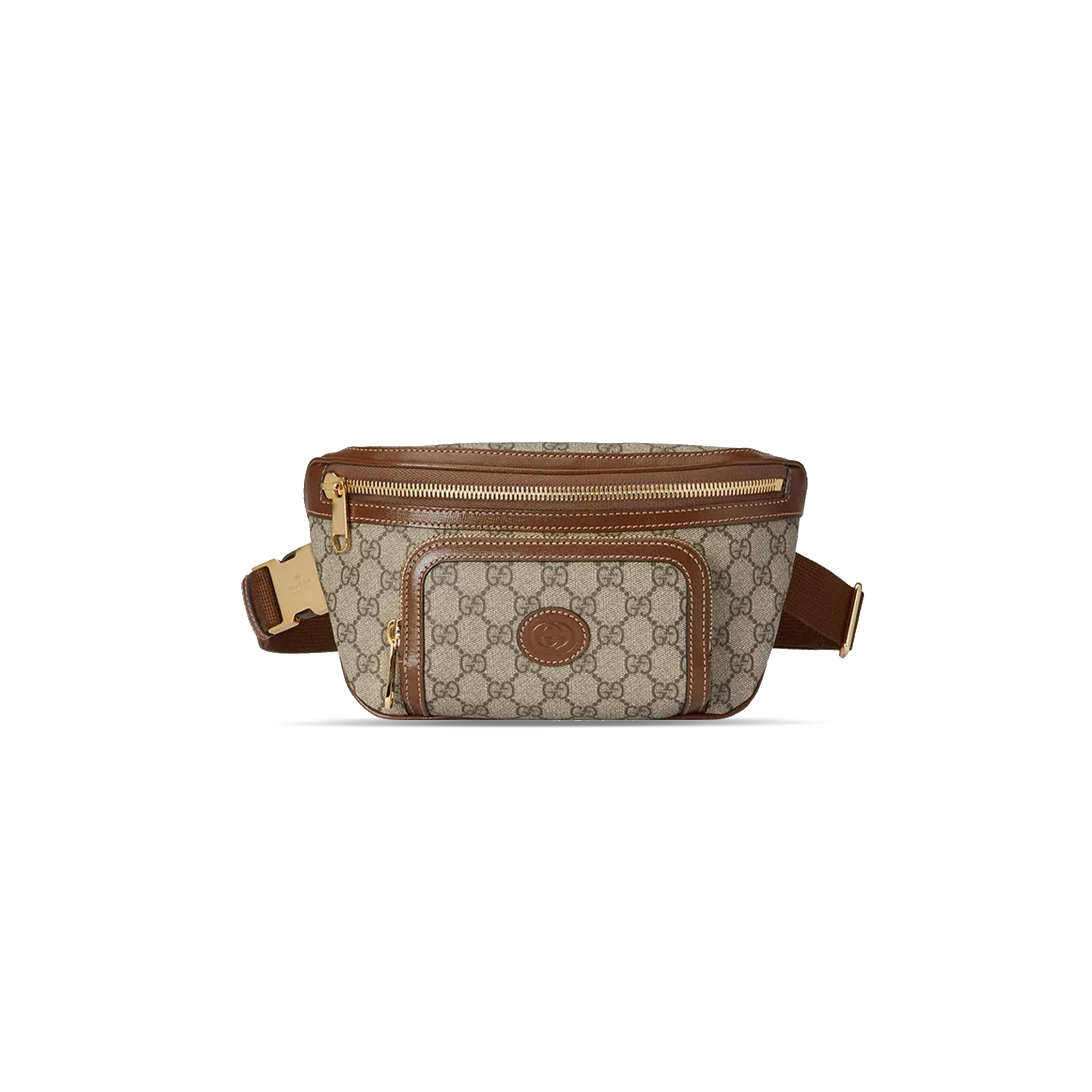 GUCCI GG LARGE CANVAS WITH LEATHER TRIM FANNY 733240 (22*15*4cm)